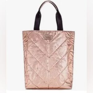 Victoria’s Secret rose gold quilted‎ puffer tote